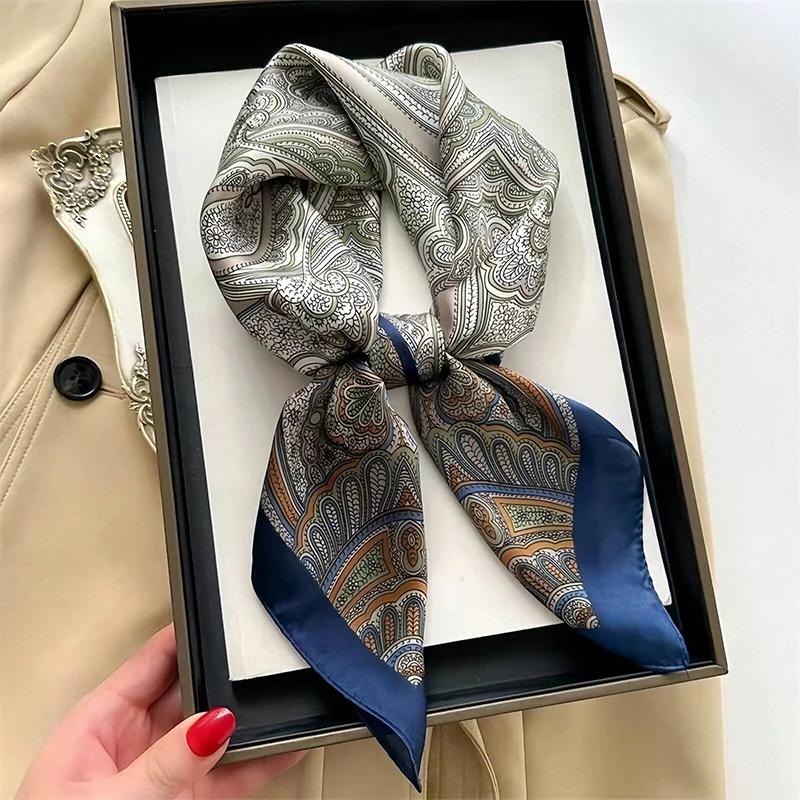Fashion Print Silk Hairbands Scarf Women 2025 Spring New Elagant Floral Bandana Neck Kerchief Head Bands Foulard Female Scarfs