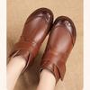 Genuine Leather Snow Boots Women Winter Shoes Warm Plush Flat Non-slip Mother Shoes Plus Size 41