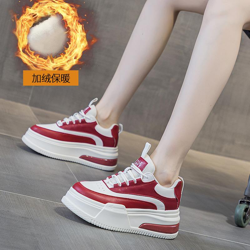 

Кожаная толстая подошва с внутренней высотой, маленькие белые туфли, женские, осенне-зимние, вельветовые, новые, универсальные, спортивные, повседневные, кеды, тренд 39