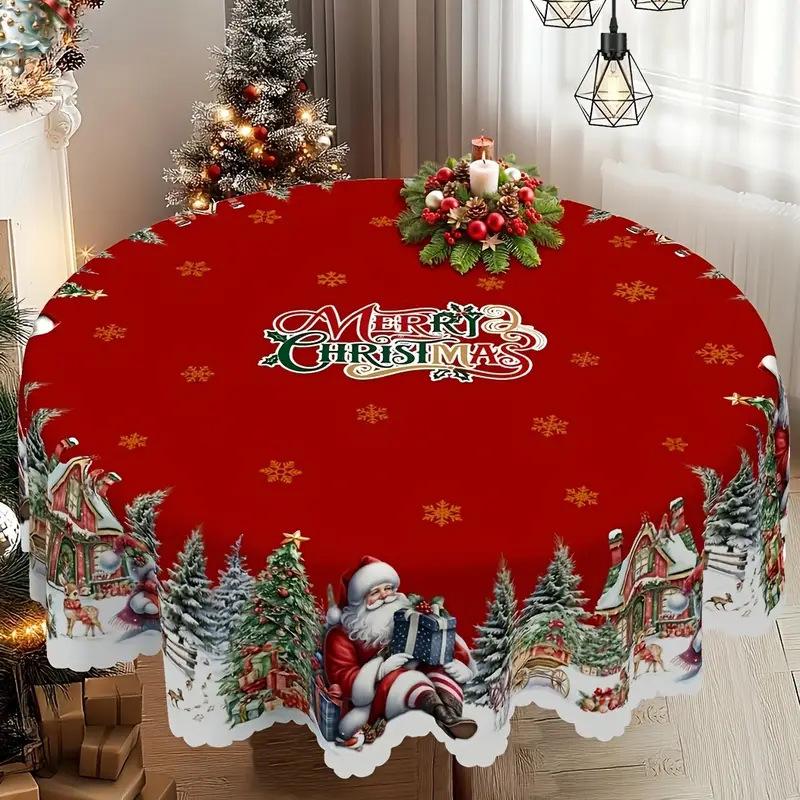 Christmas Tablecloth - Vintage Snowman, Indoor/Outdoor Party, Home, Dining Decor Holiday Decoration