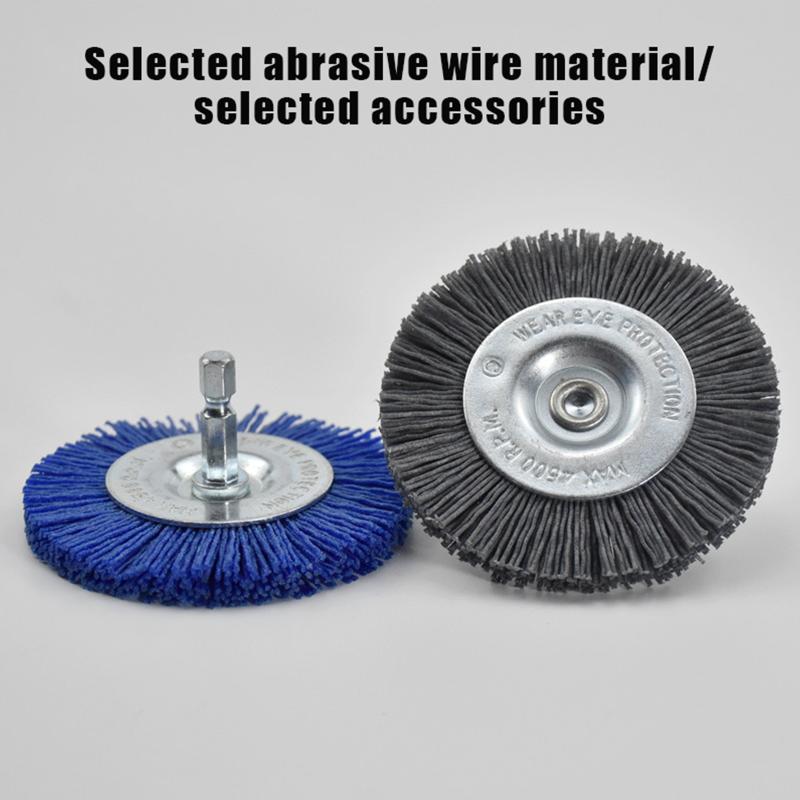 For Drill Rotary Tool Remove Rust/Corrosion/Paint Nylon Abrasive Brush Grit 80/120/180/240 Flat Abrasive Wheel Brush 1/4" Shank