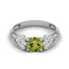 1.11 Ctw Round Shape Peridot 925 Sterling Silver Solitaire Bridal Vine Leaf Women Ring