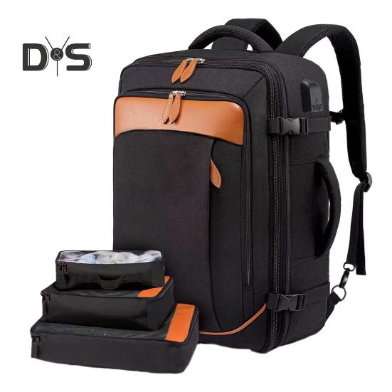 

1 комплект дорожного рюкзака с 3 небольшими сумками для хранения, одобрен для полетов, дышащий плечевой ремень, сумка для студенческого рюкзака, туристический деловой рюкзак чёрный