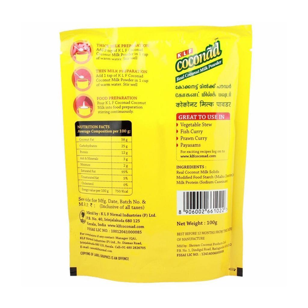 Coconut Milk Powder (100 G), Real Coconut Milk Powder, KLF Coconad