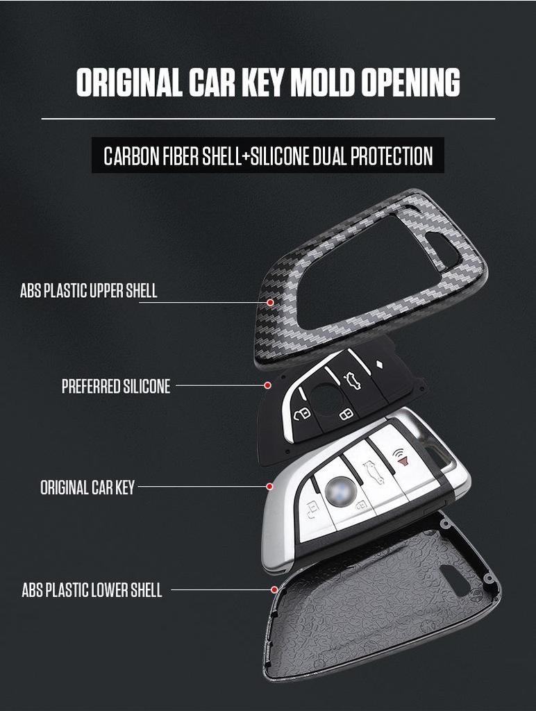 BMW Universelle Carbonfaser-Schlüsselabdeckung mit Schlüsselring