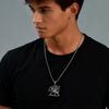 Collana Persiana Shir Khorshid Leone Sole Pahlavi da Uomo, Collana Leone Falce in Acciaio Inossidabile Argento, Gioielli Iraniani