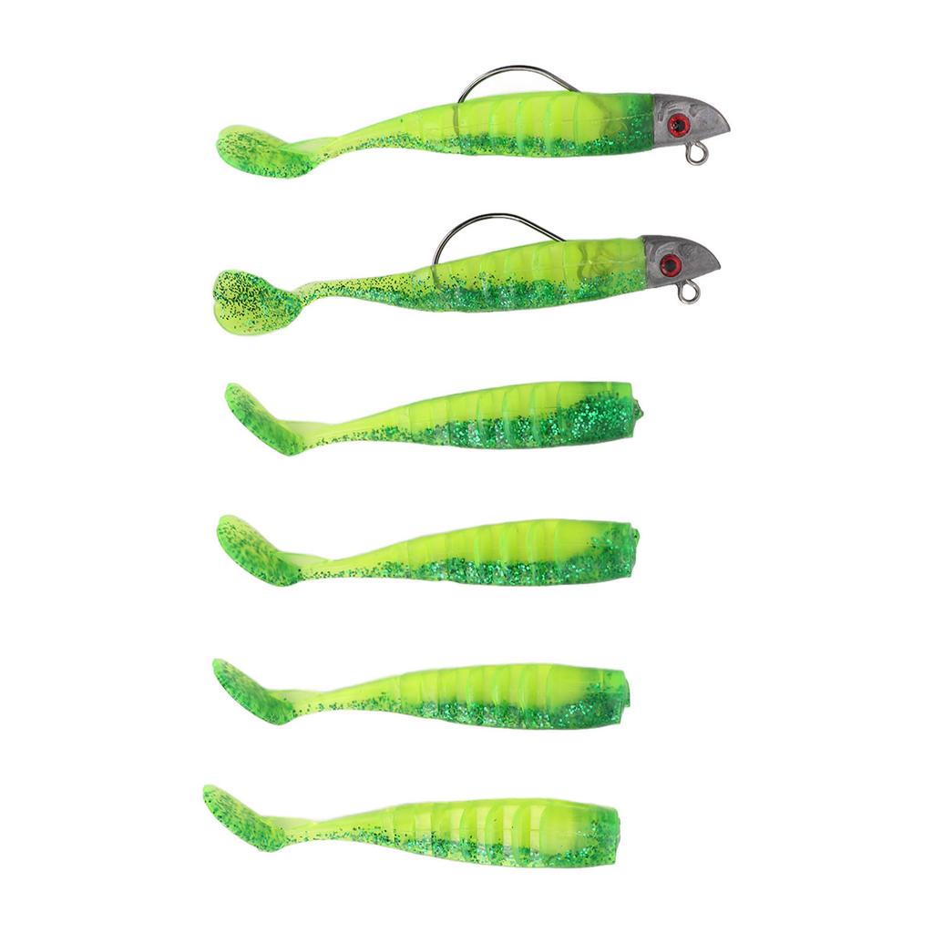 2 Sets Silicone Artificial Fishing Bait Soft Fishing Lure for Saltwater FreshwaterOil Green