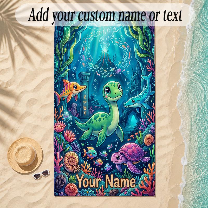 Zeemeermin Thema Zachte Strandhanddoek Gepersonaliseerd Aangepaste Naam Tekst Handdoek Draagbaar voor Strand Zwembad Reizen