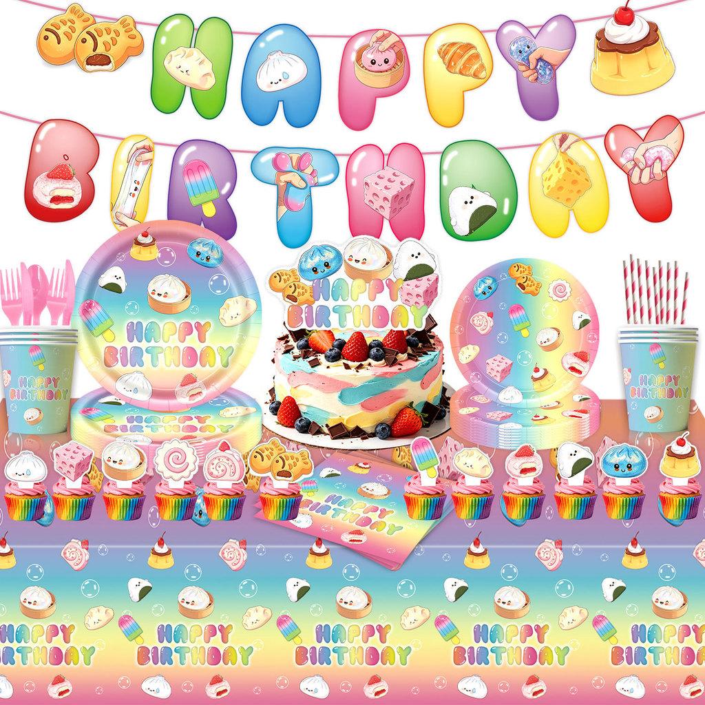 Squishy Party Supplies Kit With Cartoon Theme For Kids Birthday Celebration Decor