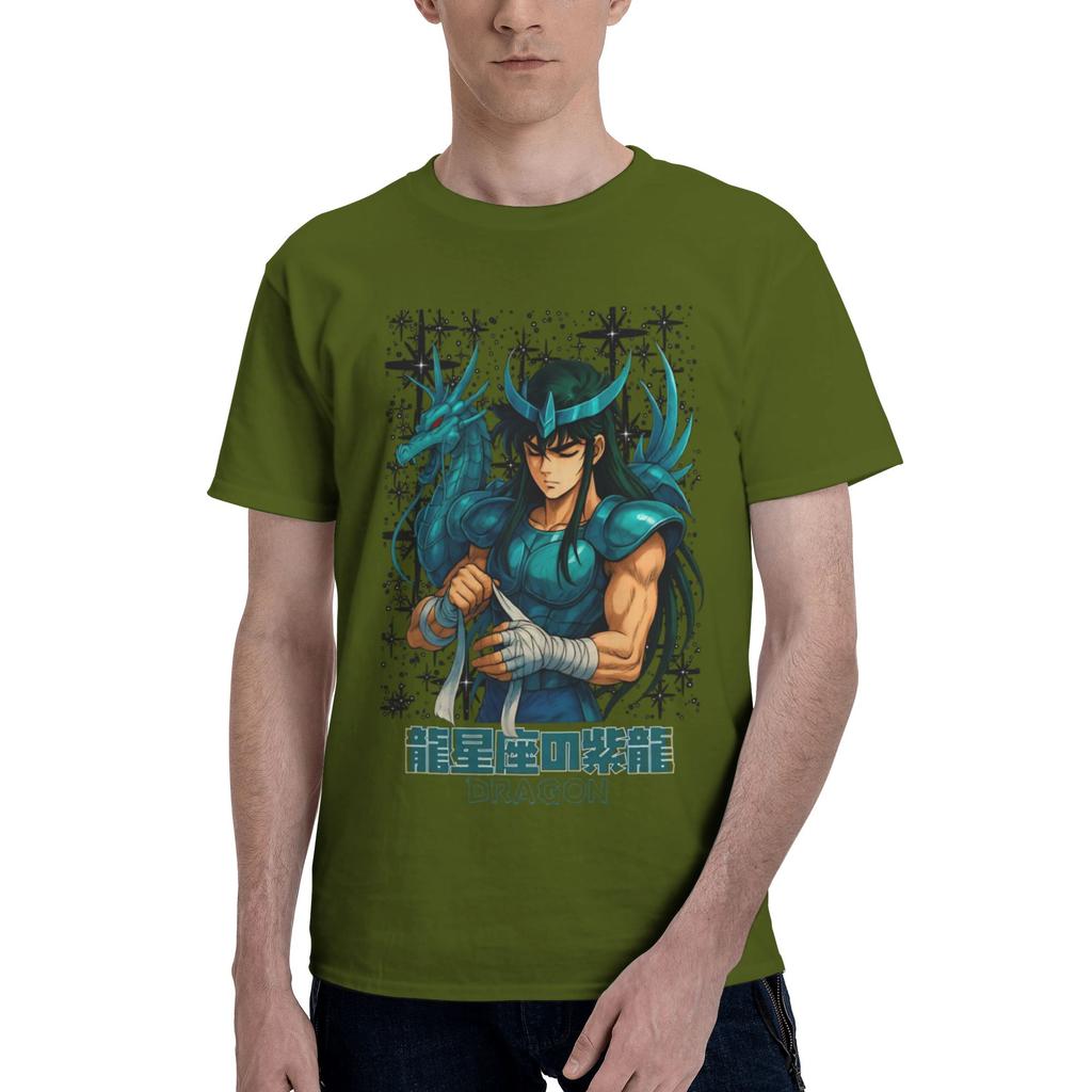 SHIRYU NO DRAGON Mens T Shirt Saint Seiya Hipster Tee Shirt Short Sleeve Crew Neck Cotton Summer Clothing TShirt