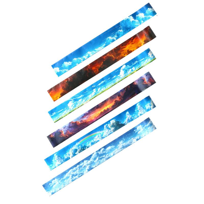 1-Roll Cloud & Sky Tape Stickers, Soft Pastel Designs, for Journal Decoration & DIY Crafts