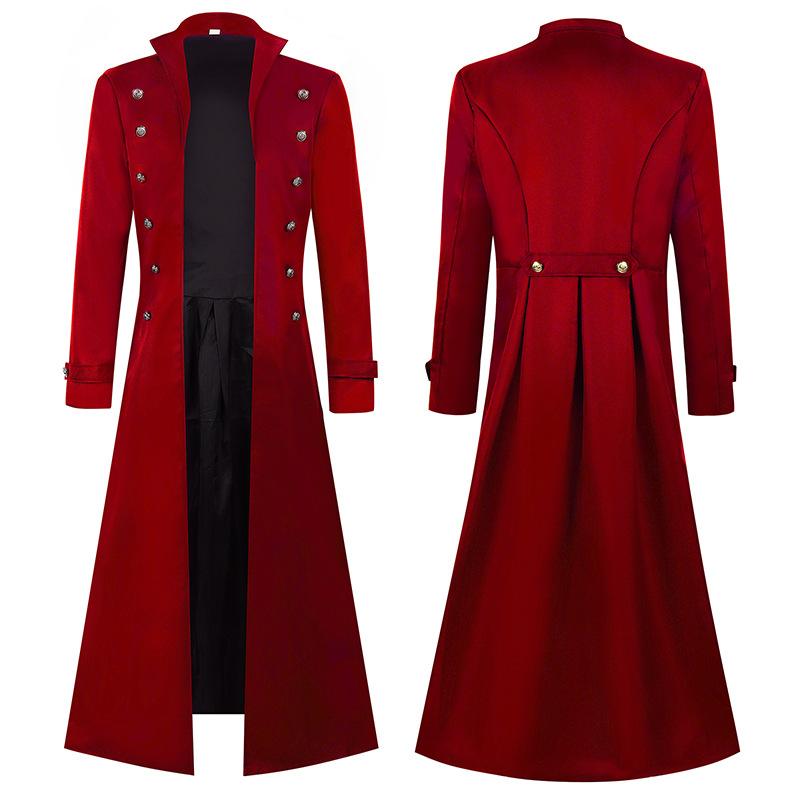 Medieval Gothic Double-Breasted Vintage Coat Stage Cosplay Costume