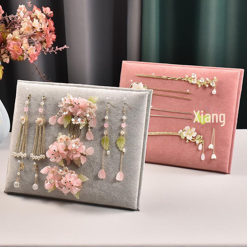 Ancient-Style Hairpin and Jewelry Display Stand with Flannel and Tassel Elements