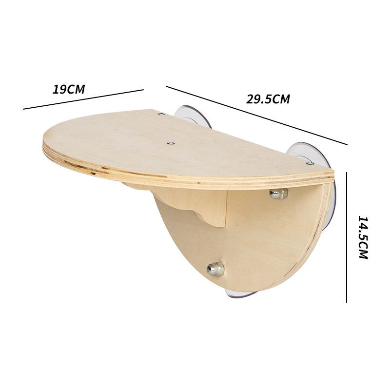 

Wooden Cat Climbing Frame Balcony Cat Hammock Pet Hanging Swing Basking in The Sun Wooden Suction Cup Pet Nest Free of Punching 29.5 19 14.5cm