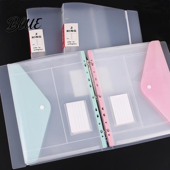 Macaron Color Document Bags 11 Hole Expandable Binder Folders for 2/3/4 Ring Pouch Plastic Envelopes Soft File Organizers Pocket with Snap