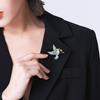 Women Brooch Bird Wing Pigeon Shape Suit Pin Sparkling Rhinestones Inlaid Retro Style Peace Symbol Brooch Woolen Coats Accessory
