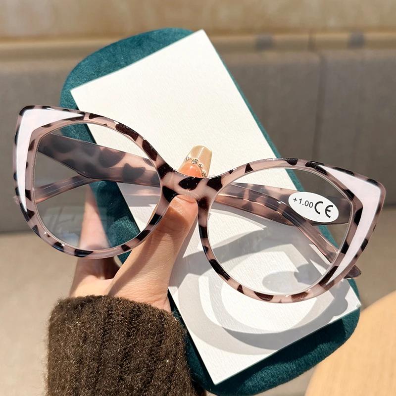 Stylish Round Frame Reading Glasses for Women Anti Blue Light High Quality Far Sight Eyewear European Luxury Designer Glasses