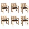 Maison Exclusive - Chaises de jardin lot de 6 et coussins noir Bois de teck massif