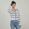 Egoiseuteu [Blue Label] Rose One-Shoulder Striped Knit Cardigan Es2Okg01