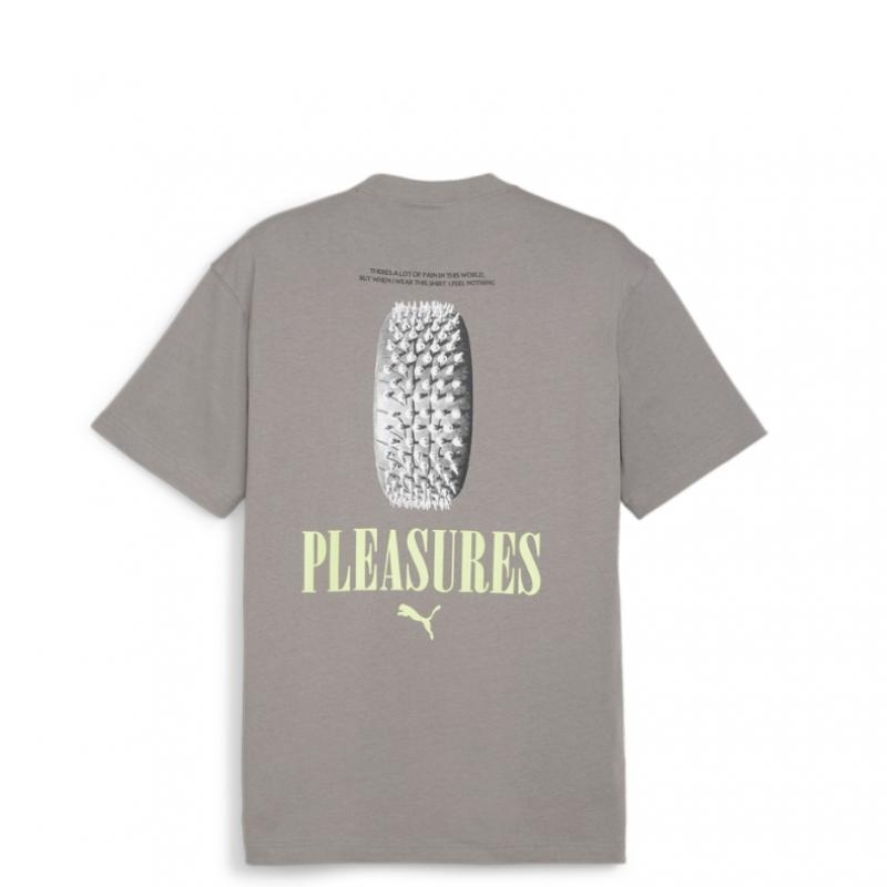 Puma Puma X Pleasures Graphic Short Sleeve Tee   Stormy Slate 624096 62