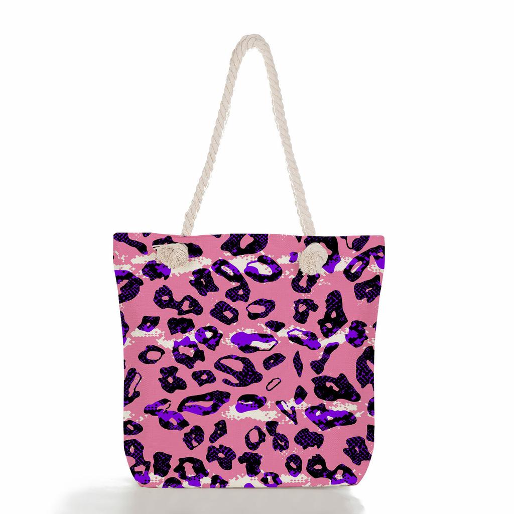 Colorful Print Thick Rope Single-shoulder Beach Bag 7208