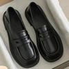 Black Leather Women's Loafers Platform Slip On Shoes for Women 2026 Spring British Casual Flats Shoe Woman Low Heels Mary Janes