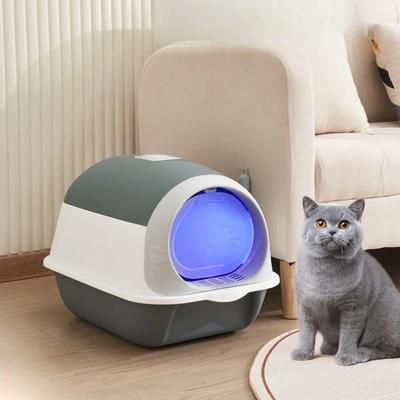 UV-sterilisierter Sandkasten Große Kapazität Katzentoilette Komplett geschlossene Katzenklo-Wanne Geruchsentfernung Katzentoilette Abnehmbarer Katzen-Nachttopf