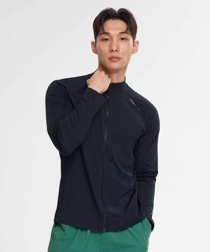 Leijibi Multi-Cooling Essential Loose Fit Zip-Up Rash Guard Men'S & Women'S Long Sleeve Jacket M (6 Colors) (Type A)