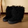 Autumn and Winter Long Haired Mid Length Boots with Thick Soles, Warm Home Cotton Shoes, Casual and Fashionable Snow Boots for Women