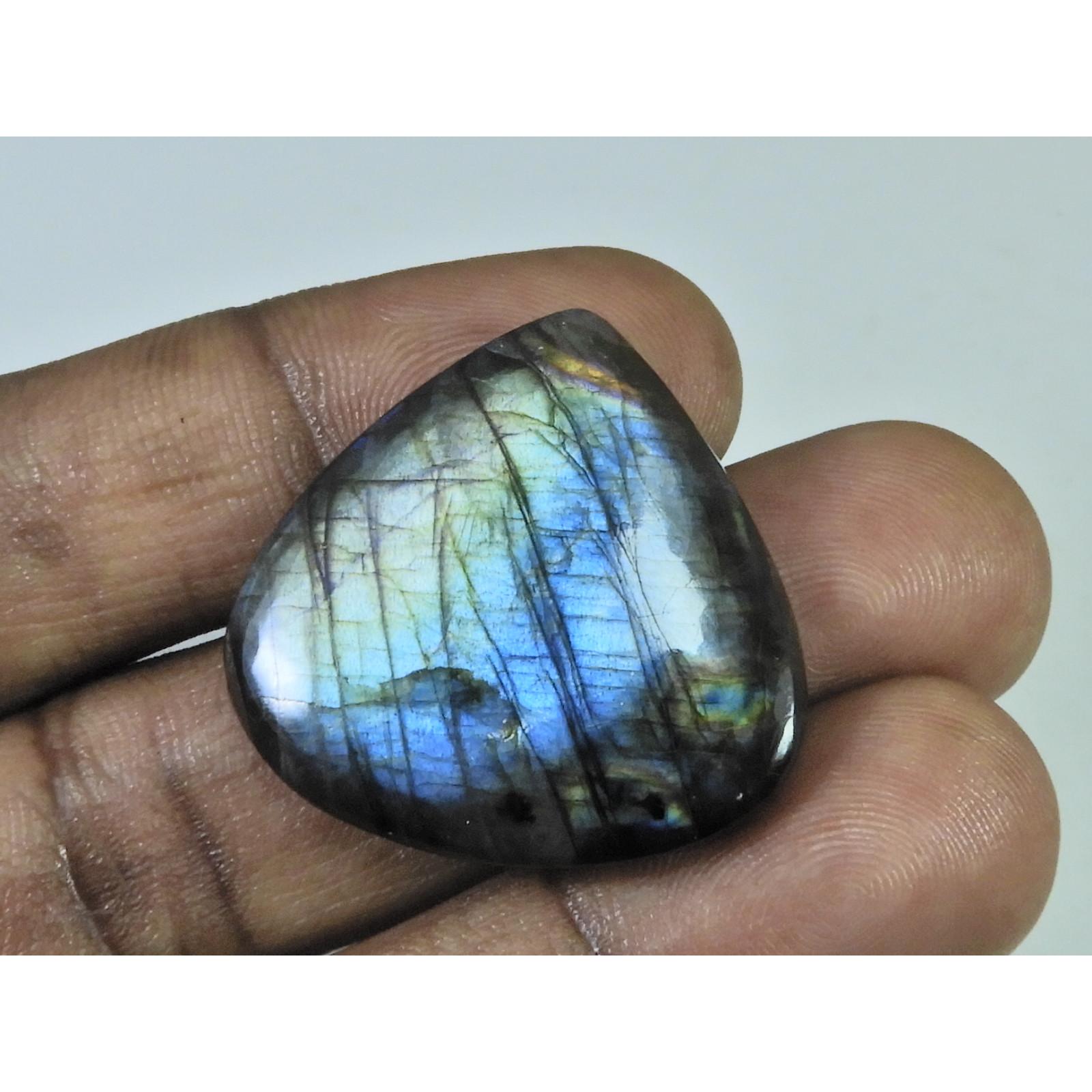 42Cts. Natural Purple Flash Labradorite Pear Cabochon Gemstone 30X31X05 MM B-301