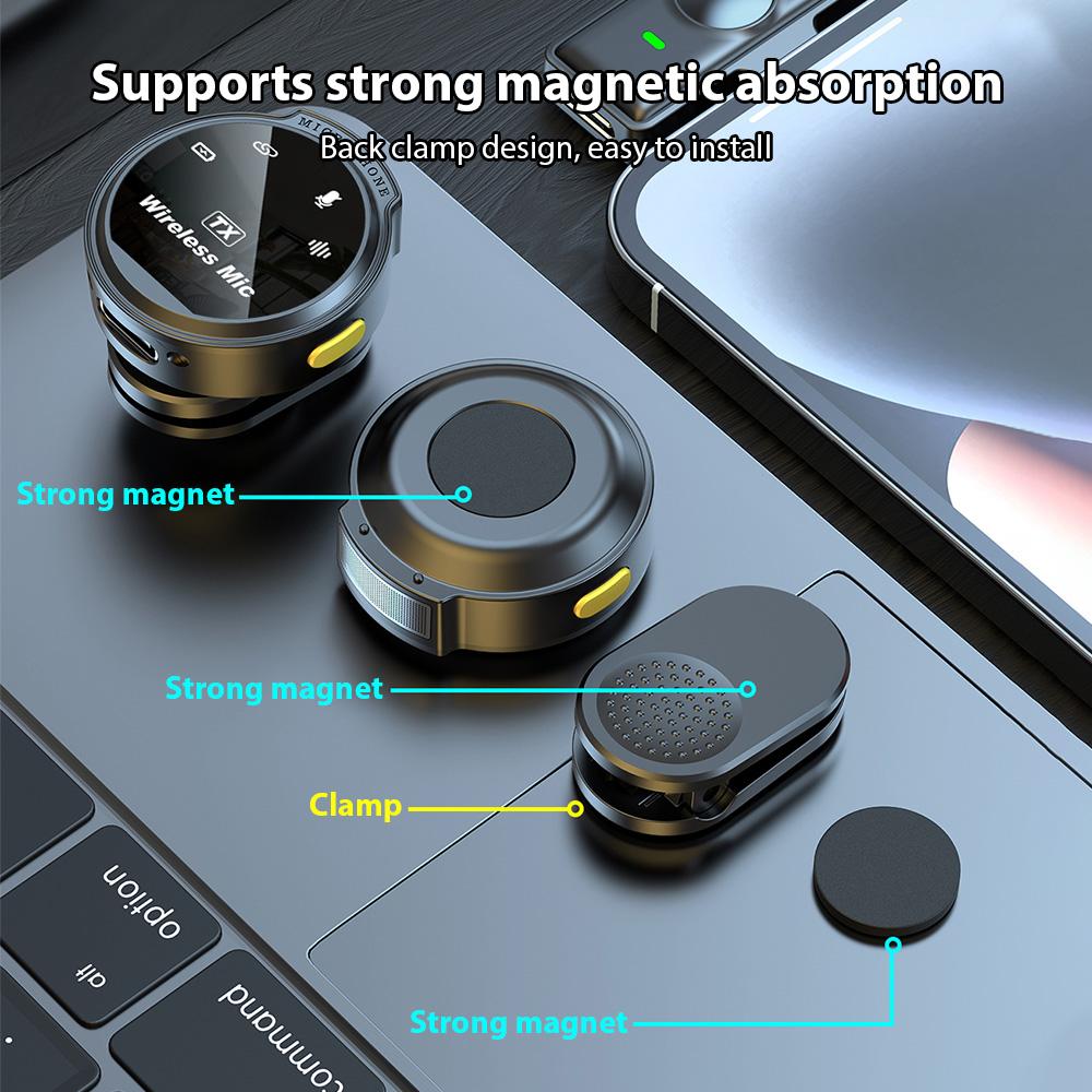 Lapel Microphone Dual Microphone Clip-on Mics Noise Reduction No Delay Button Disc-shaped Wireless