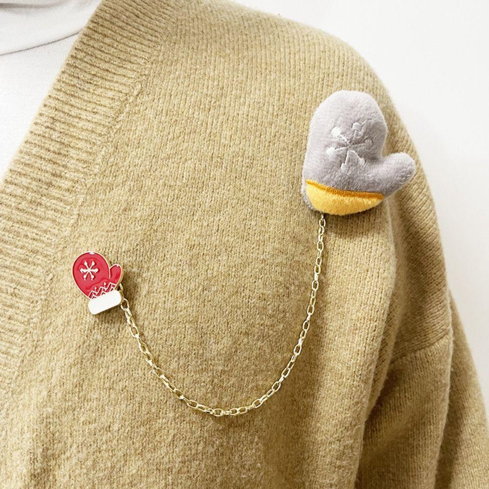 Snowman Elk Plush Chain Brooch Santa Claus Clothes Badge Pins Fashion Christmas Brooch  Xmas Gifts