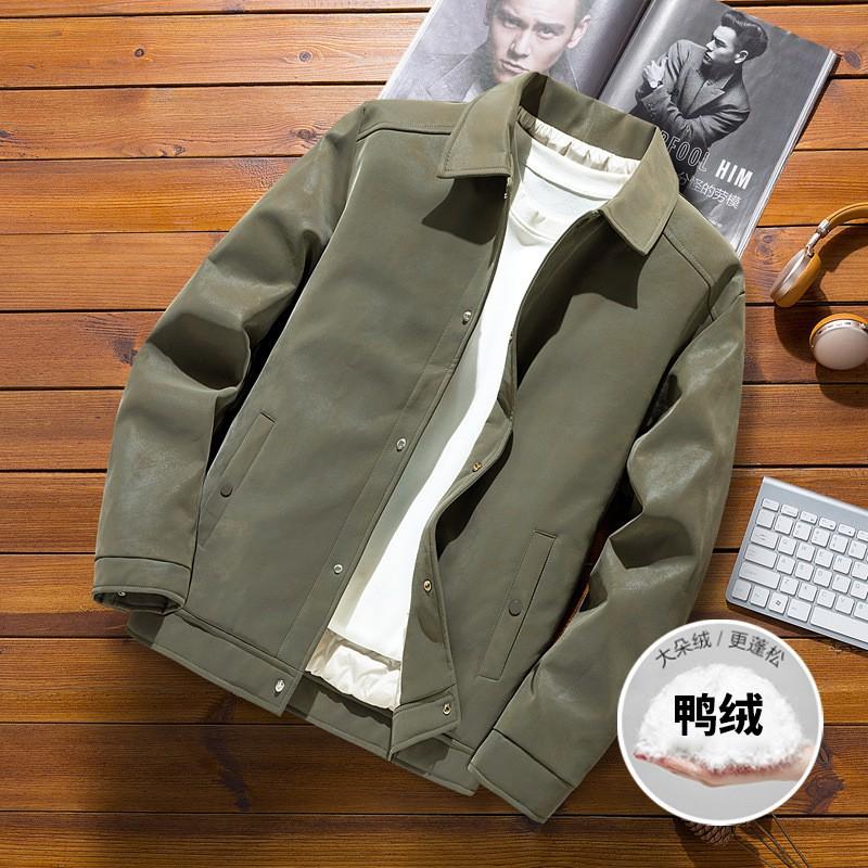 Mens Oversized Casual Down Jacket With Turn-Down Collar Lightweight Winter Coat Urban Streetwear