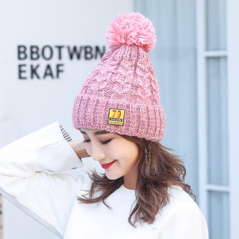 

ZHENYUEQI Зимняя вязаная шапка-бини с ушками One Size