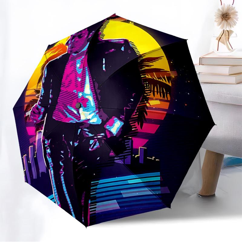 1pc Michael Jackson Automatic Folding Umbrella, Portable Collapsible Design, Casual Outdoor Accessory L1202017