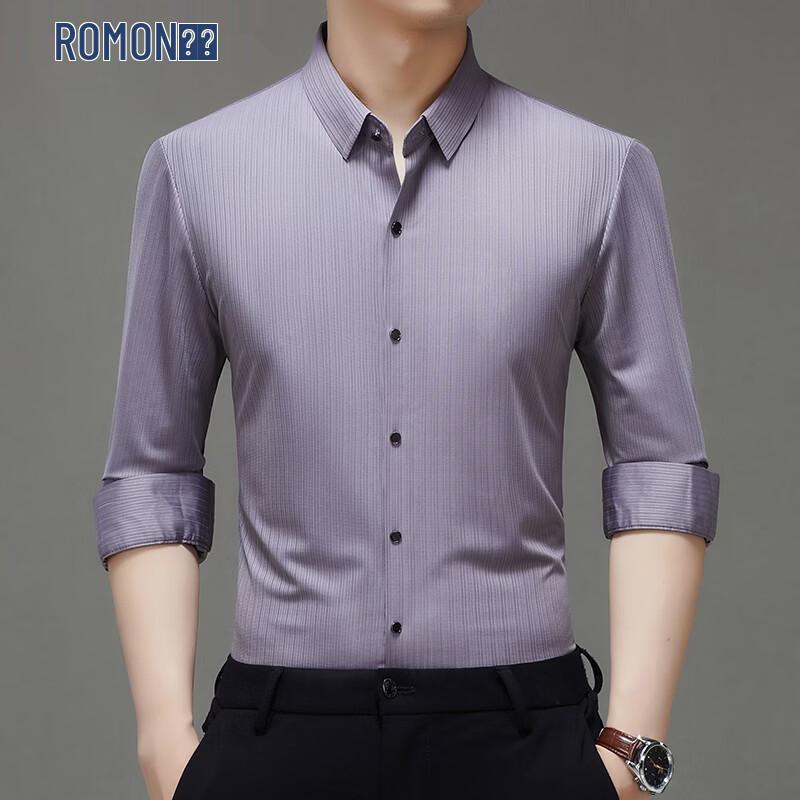 

Romon Men s Long-Sleeve Casual Stripe Shirt 54