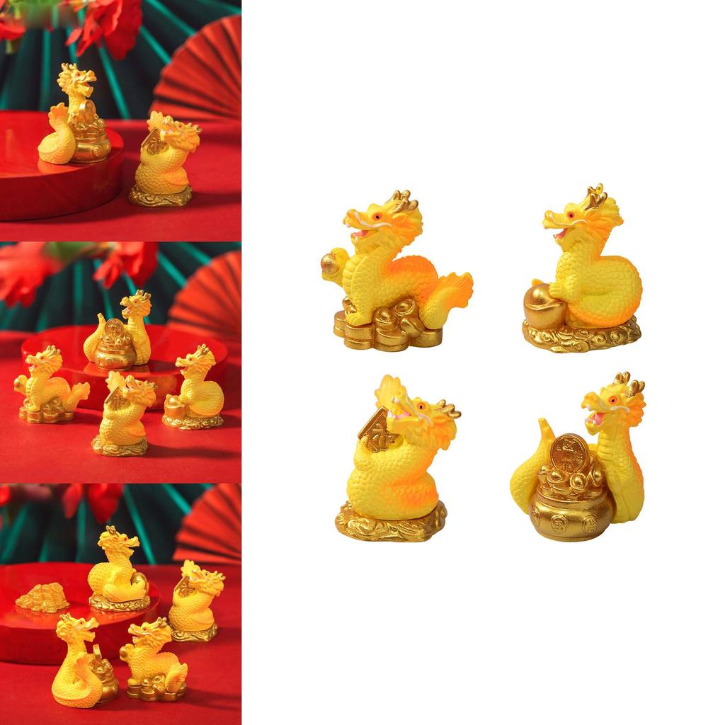 Premium Golden Dragon Desktop Decor With Auspicious Symbols For Car Or Home