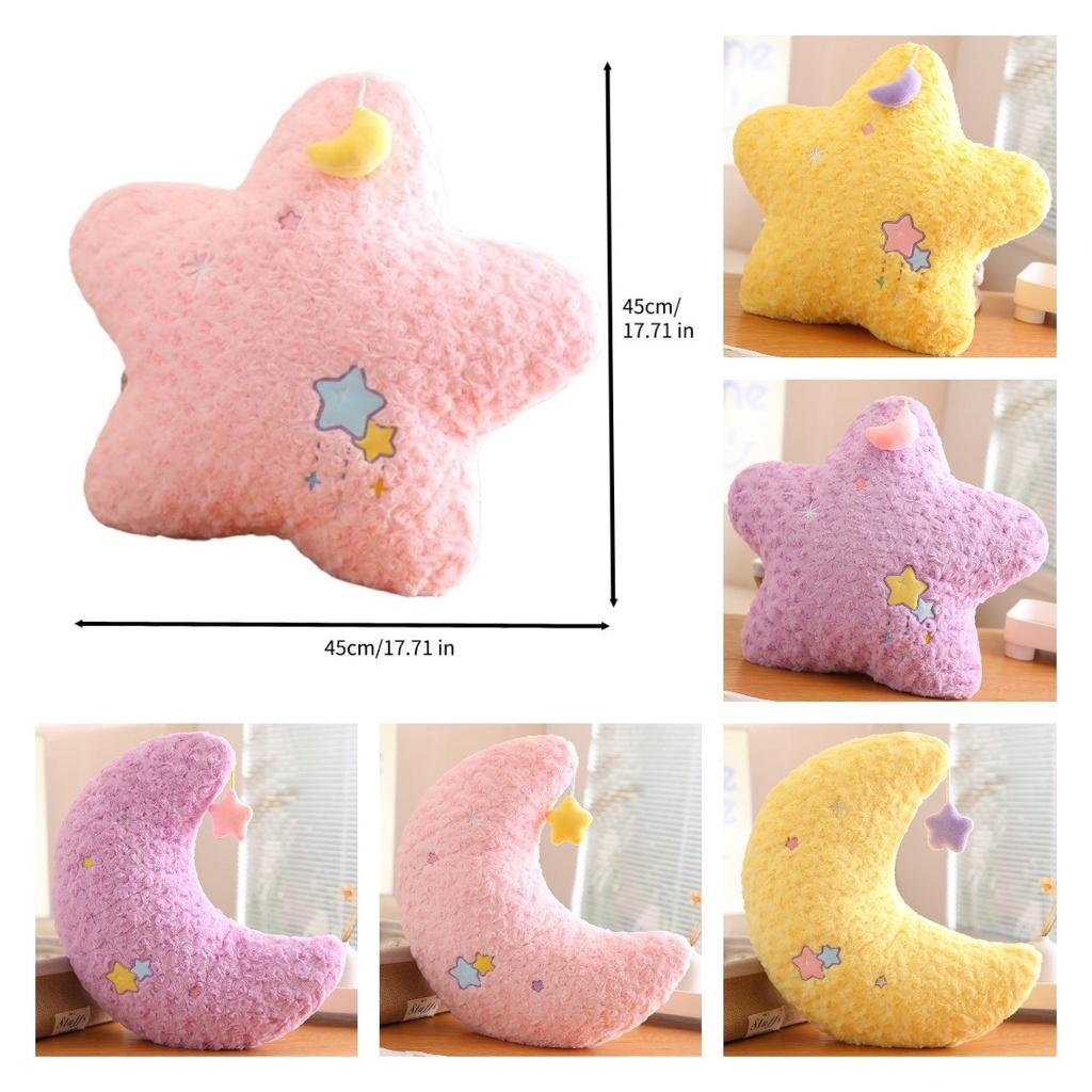 Cute Star And Moon Plush Pillow For Kids Soft And Fluffy Stuffed Toy For Home Decor And Birthday Gifts From Diman