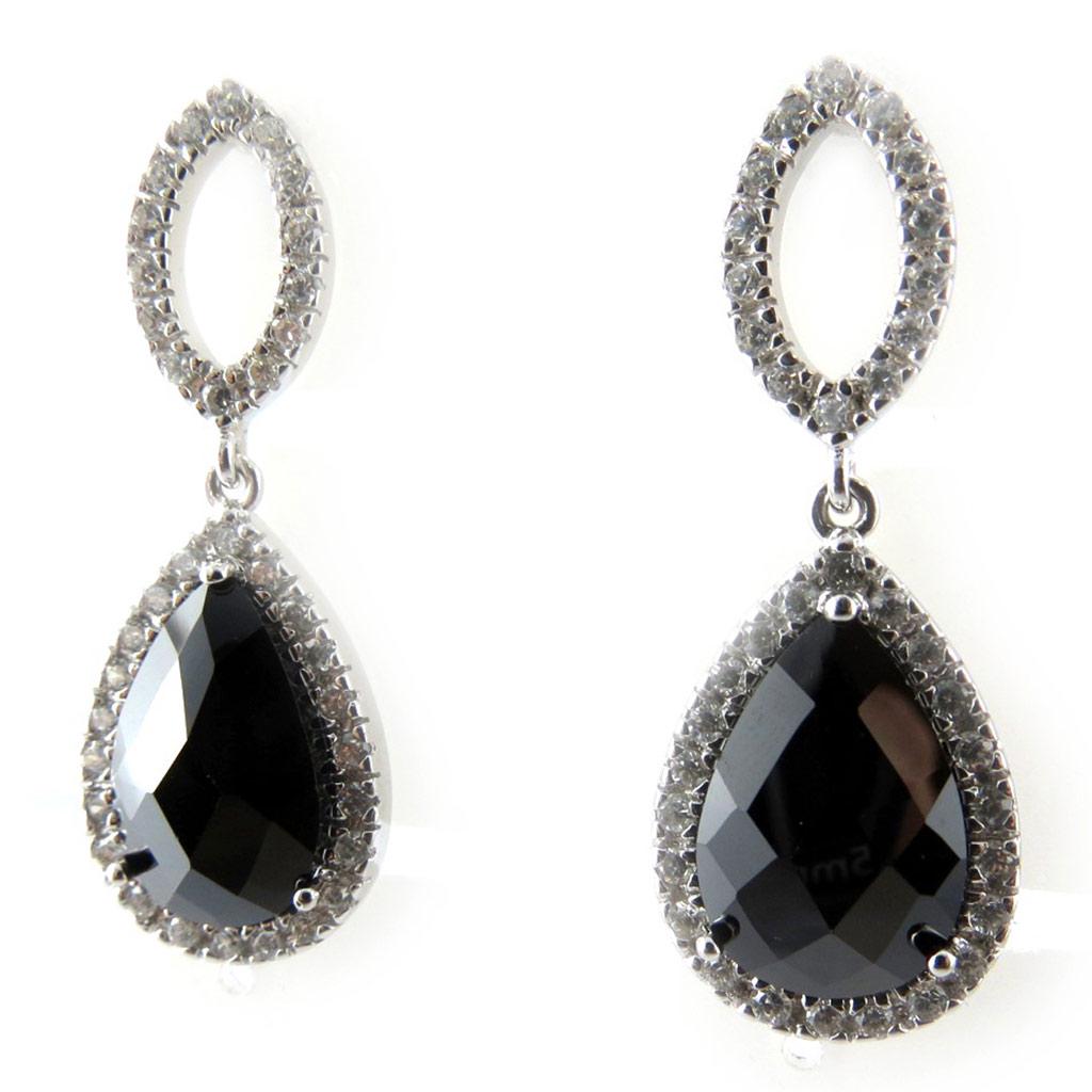 Les Trésors De Lily [F6237] - Silber 'Sappho' Ohrringe Schwarz Weiß