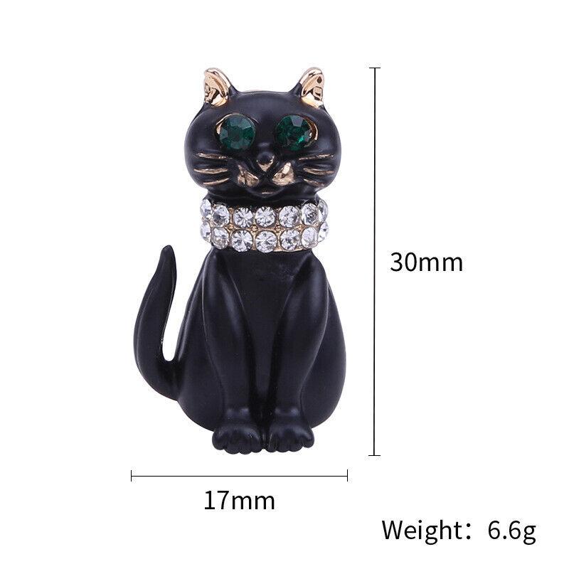 New Vintage Lady Oil Dripping Black Cat Brooch Alloy Diamond Inlaid Cartoon Small Brooch Fashion Accessory Fashion Pin