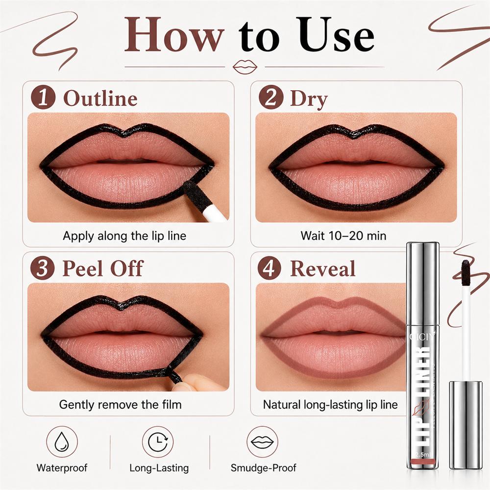 Lippenkonturenstift Peeling Lip Stain Tattoo Langanhaltend Matt Wasserdicht Wischfest Transferfest Lippenkosmetik für den ganzen Tag