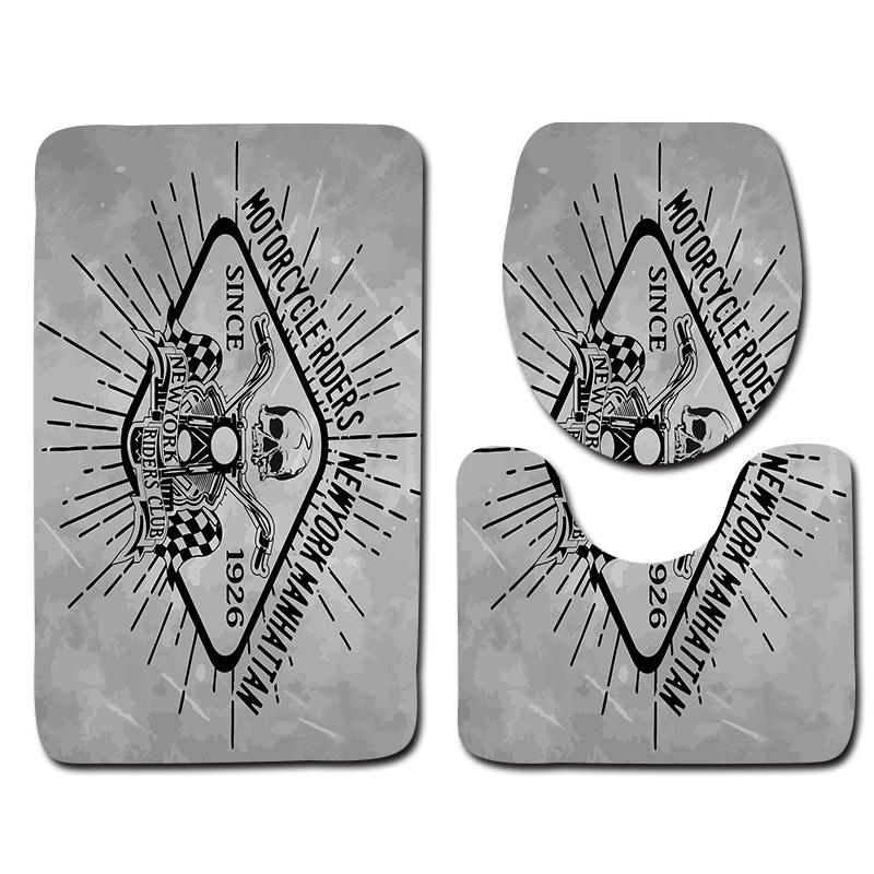 Toilet Three-Piece Floor Mat Bathroom Toilet Carpet Doormat