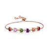 Multicolor Crystal Round Stone Rainbow Zircon Bracelets for Women Vintage Rose Gold Color Chains Bracelet Wedding Jewelry Gifts