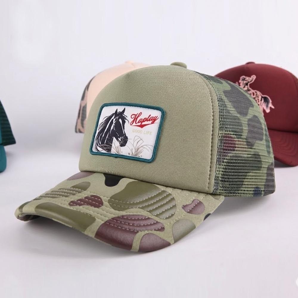 High Quality Custom Own Logo  5 Panel Foam Mesh Baseball Cap Design Woven Label Foam Sports Trucker Cap