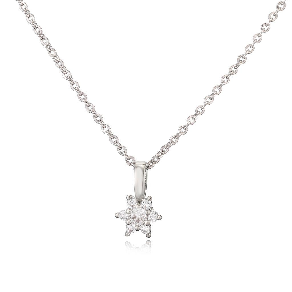 Exquisite Simple Zircon Flower Pendant Necklace Sweet Romantic Jewelry For Women