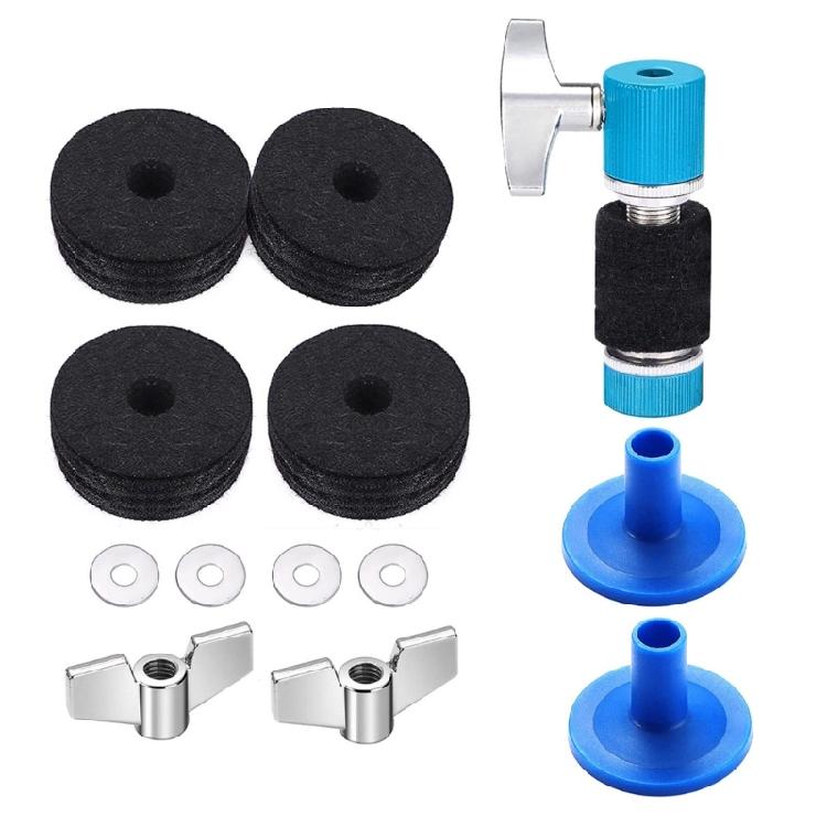 13Pcs Replacement Drums Felt Set Include Wing Nuts & Washers & Plastic Cymbal Sleeves Drum Cymbal Felt Pads Set синий
