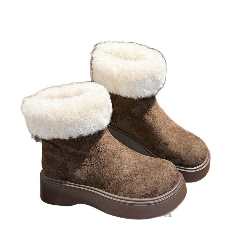 Snow boots women's 2025 new winter waterproof and non-slip thick-soled heightening boots short boots velvet thermal cotton boots women's