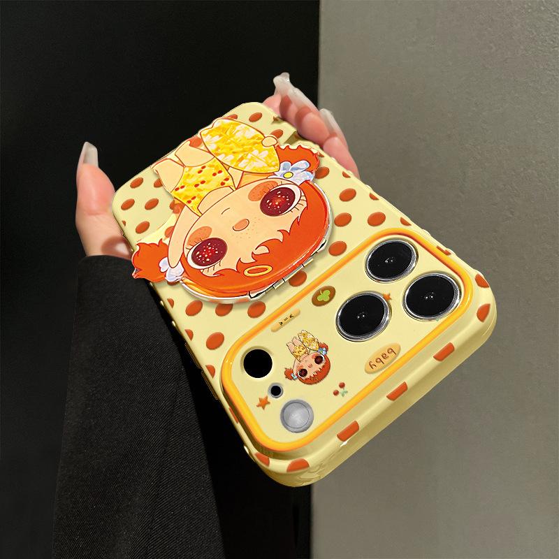 Cute Cartoon Phone Case for iPhone 16 Pro Max 15 14 with Surfing Jade Stand, Unique Women Shockproof Cover