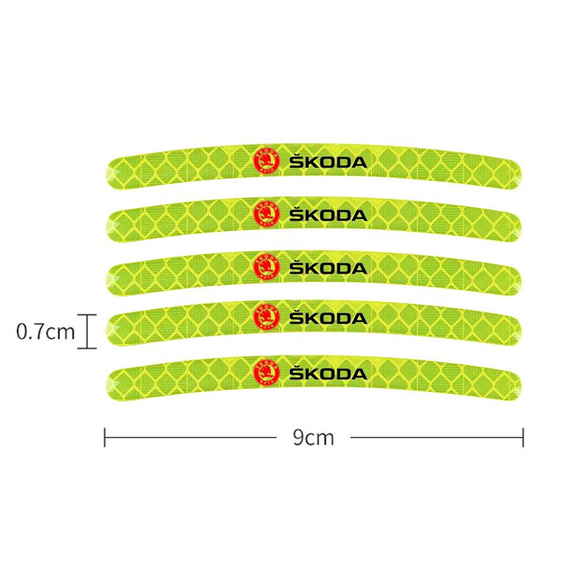 Decorative 20Pcs Car Wheel Hub Reflective Stickers Safety Warning Rim Decals Auto Exterior Upgrade Car-Styling For Skoda Octavia xkbf53