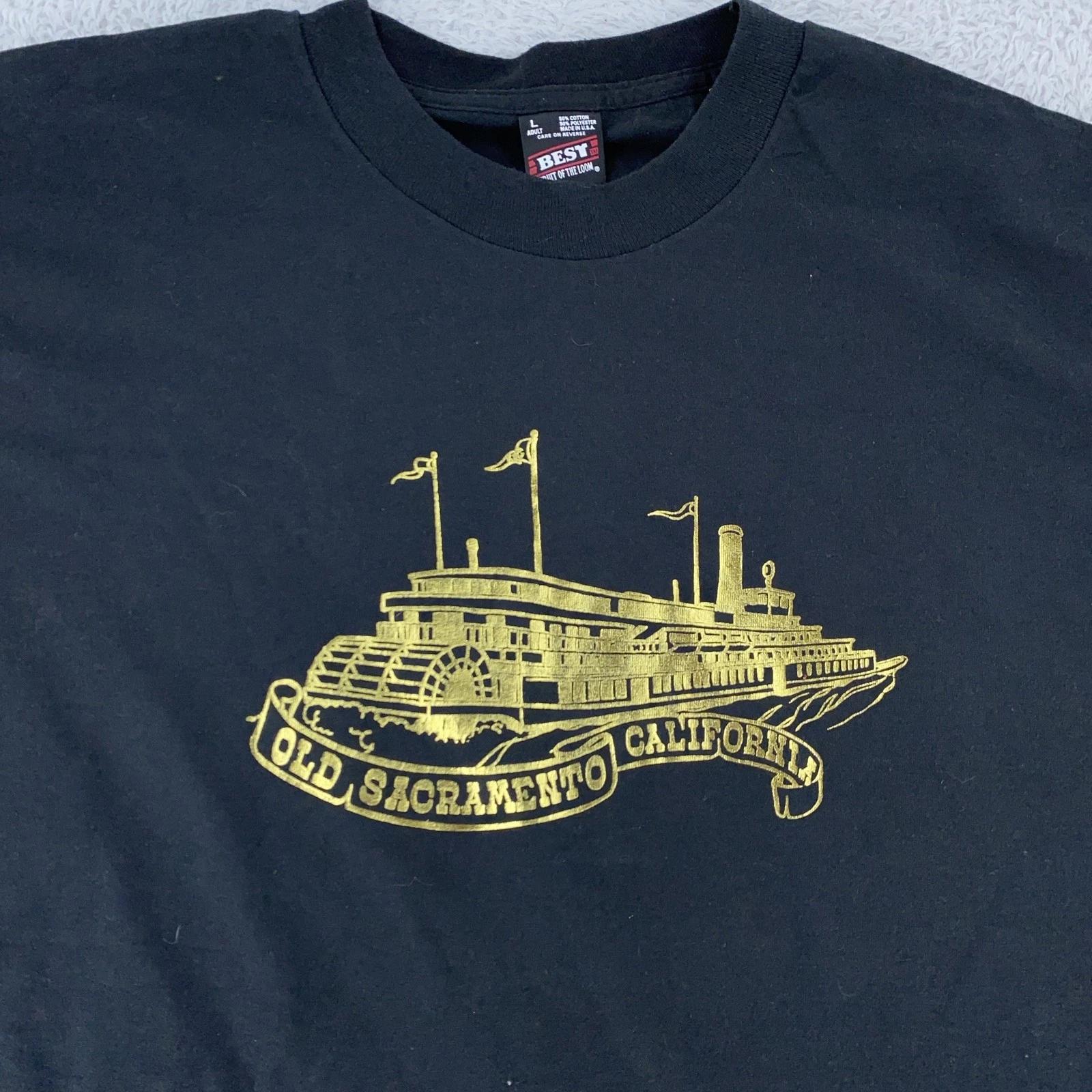 Vintage Old Sacramento California Shirt Mens Large Riverboat Graphic 90s USA S